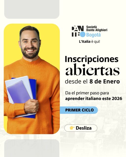 Las inscripciones al primer ciclo estarán abiertas desde hoy.

Descubre fechas, inicios de cursos y organiza tu camino de aprendizaje del italiano desde ahora. ⏰🗓️📔

Ti aspettiamo!🇮🇹