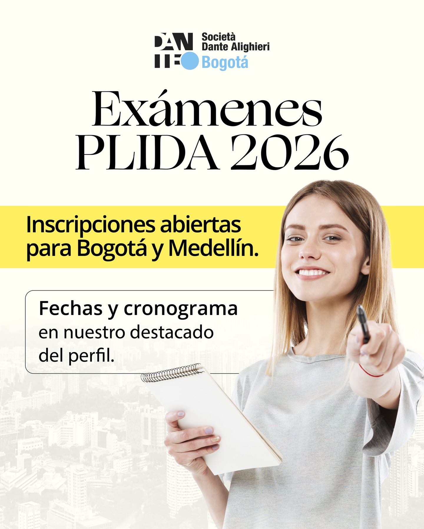 ¿Estás listo para certificar tu italiano? 🇮🇹

Ya están abiertas las inscripciones a los exámenes PLIDA, la certificación oficial de la lengua italiana.

Consulta las fechas y el cronograma en nuestro destacado del perfil o comunícate con nosotros por WhatsApp al (57) 3143944450 para más información.