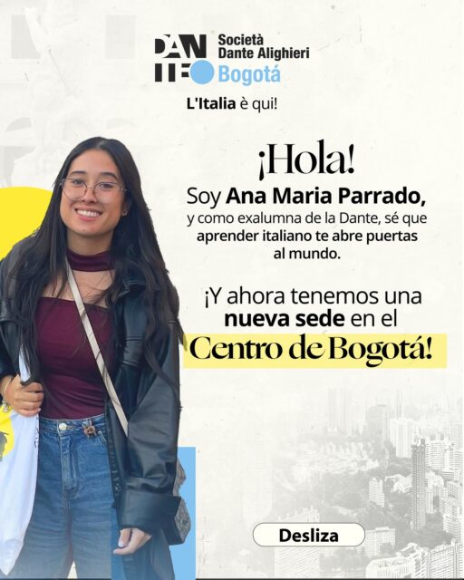 ¡Inscríbete hoy y empieza el 16 de febrero! 🇮🇹✨

¿Quieres hablar italiano? Aprovecha que ya estrenamos la nueva sede Dante in Centro, en el corazón de Bogotá (Cra. 13 # 30-99). 

📲 ¡Asegura tu cupo ya! 
Escríbenos por DM o al WhatsApp: 314 394 4450 

#LaDante #SedeCentro #ItalianoBogotá #DanteAlighieri