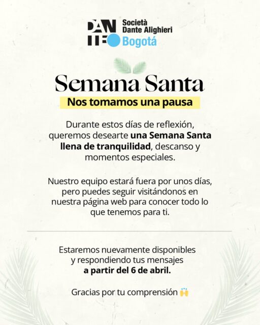 Nos tomamos una pausa por Semana Santa para recargar energías y volver con toda 💪✨
Mientras tanto, te invitamos a seguir explorando nuestra página web 💻
📅 Retomamos atención el 6 de abril
Gracias por estar con nosotros 🤍
#semanasanta #volvemospronto #estamosdevuelta #descanso #atencionalcliente