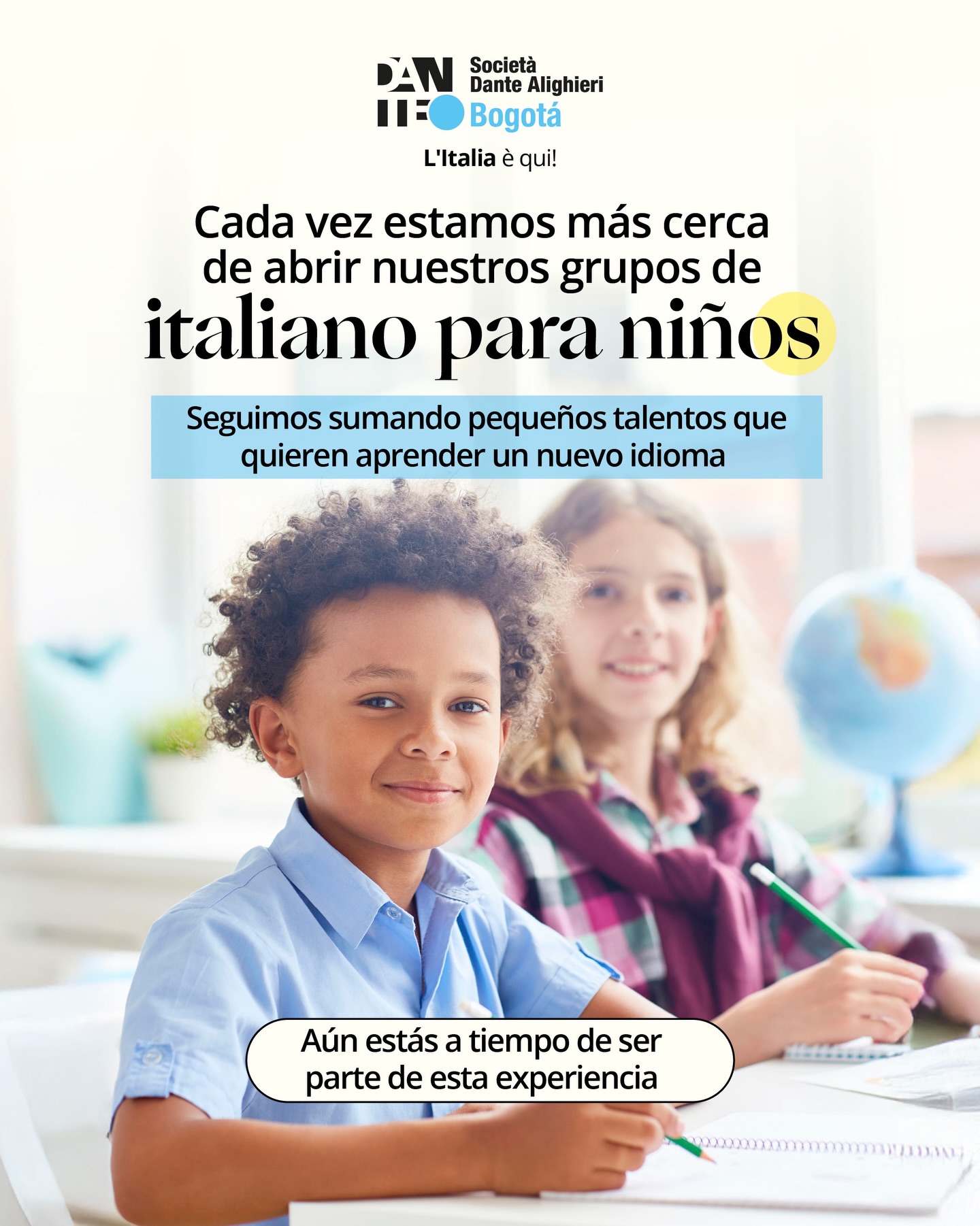 Estamos en la recta final para dar inicio a nuestras clases de italiano para niños 🇮🇹✨
Muy pronto compartiremos novedades… 👀
Si quieres que tu hijo sea parte de este proceso, este es el momento 🙌

📲 Escríbenos y asegura su cupo
#italianoparaniños #cursosdeitaliano #aprenderitaliano #clasesparaniños