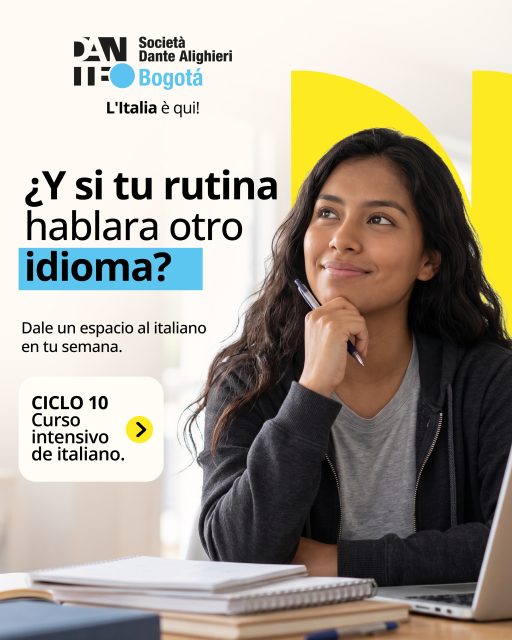 ¿Quieres aprender italiano, pero necesitas una opción que se adapte a tu ritmo? 🇮🇹

Con el ciclo 10 de cursos Intensivos de la Dante, puedes hacer del aprendizaje del italiano parte de tu semana, con clases de lunes a viernes.

📚 Consulta los niveles disponibles.
🕒 Conoce los horarios y las modalidades.
📅 Inscripciones abiertas hasta el 13 de noviembre.
📍Sede principal: Cra. 21 No. 127-23, Bogotá, Colombia.

📲 Escríbenos al WhatsApp (+57) 314 394 4450 y encuentra la opción ideal para ti.

¡Nos vemos en la Dante! 📖🎒